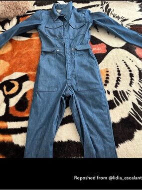 Good American Light Blue Denim Jumpsuit